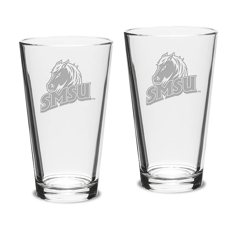 Southwest Minnesota State Mustangs 16oz. Two-Piece Classic Pub Glass Set