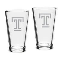 Temple Owls 16oz. Two-Piece Classic Pub Glass Set