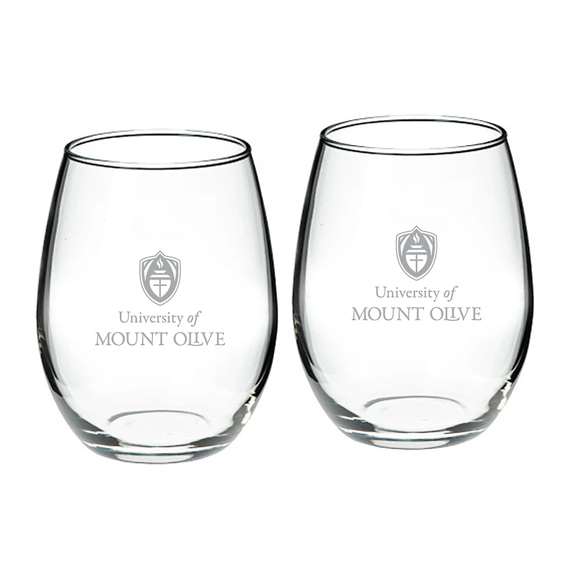 Mount Olive Trojans 21oz. Two-Piece Stemless Wine Glass Set