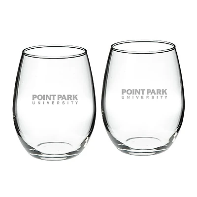 Point Park Pioneers 21oz. Two-Piece Stemless Wine Glass Set