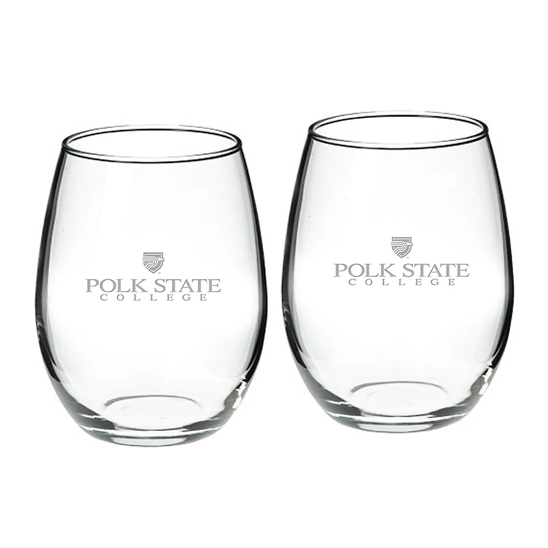 Polk State College Eagles 21oz. Two-Piece Stemless Wine Glass Set