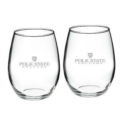 Polk State College Eagles 21oz. Two-Piece Stemless Wine Glass Set