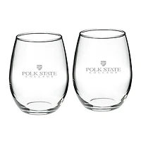 Polk State College Eagles 21oz. Two-Piece Stemless Wine Glass Set