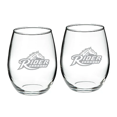 Rider Broncs 21oz. Two-Piece Stemless Wine Glass Set
