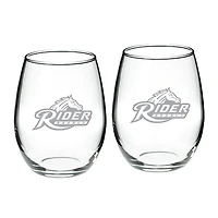 Rider Broncs 21oz. Two-Piece Stemless Wine Glass Set