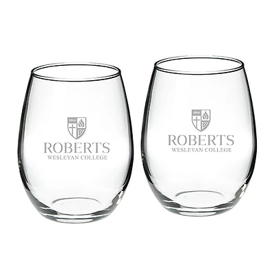 Roberts Wesleyan Redhawks 21oz. Two-Piece Stemless Wine Glass Set