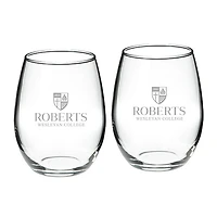 Roberts Wesleyan Redhawks 21oz. Two-Piece Stemless Wine Glass Set
