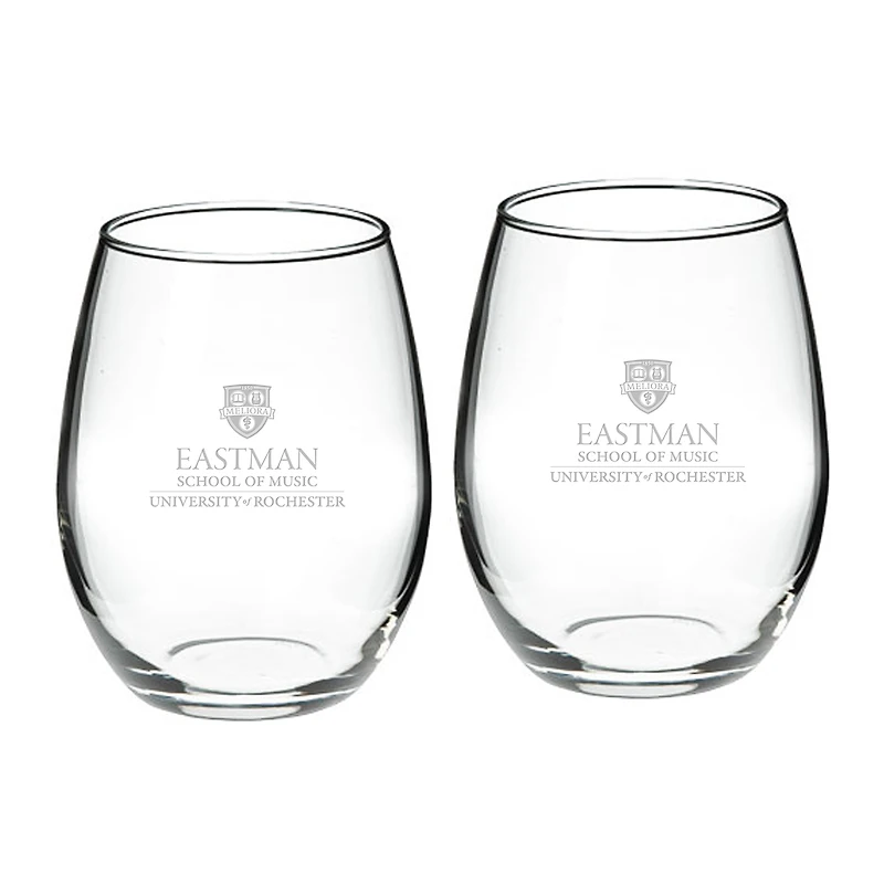Rochester Yellow Jackets 21oz. Two-Piece Stemless Wine Glass Set