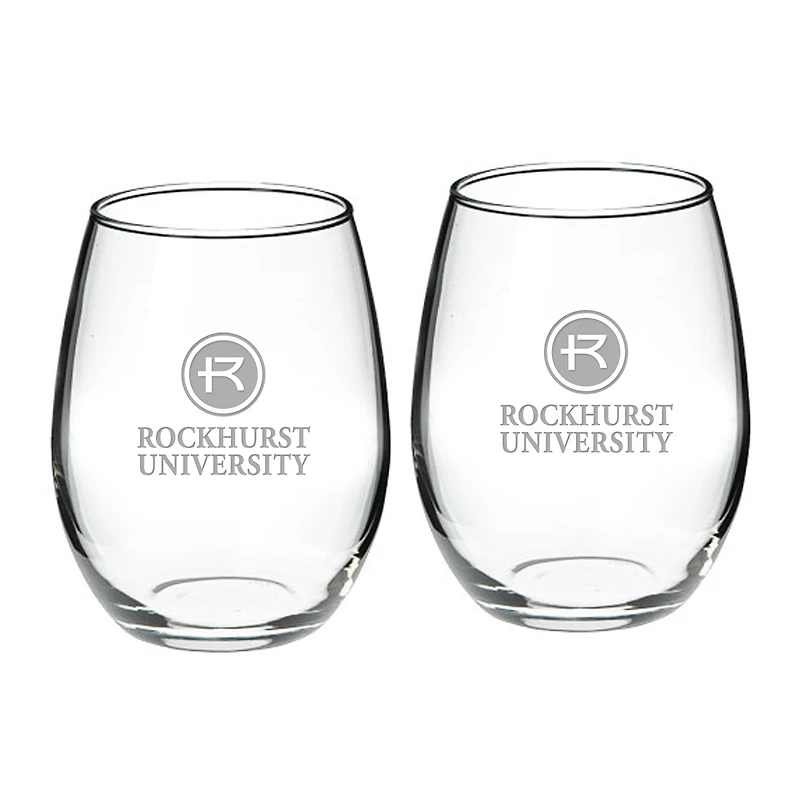 Rockhurst Hawks 21oz. Two-Piece Stemless Wine Glass Set