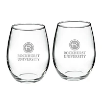 Rockhurst Hawks 21oz. Two-Piece Stemless Wine Glass Set