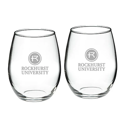 Rockhurst Hawks 21oz. Two-Piece Stemless Wine Glass Set