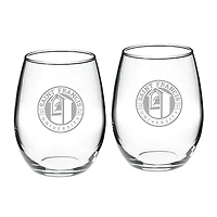 Saint Francis Red Flash 21oz. Two-Piece Stemless Wine Glass Set