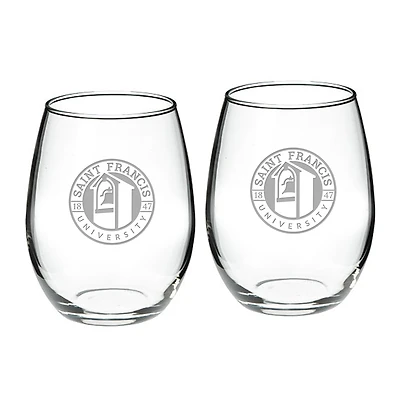 Saint Francis Red Flash 21oz. Two-Piece Stemless Wine Glass Set