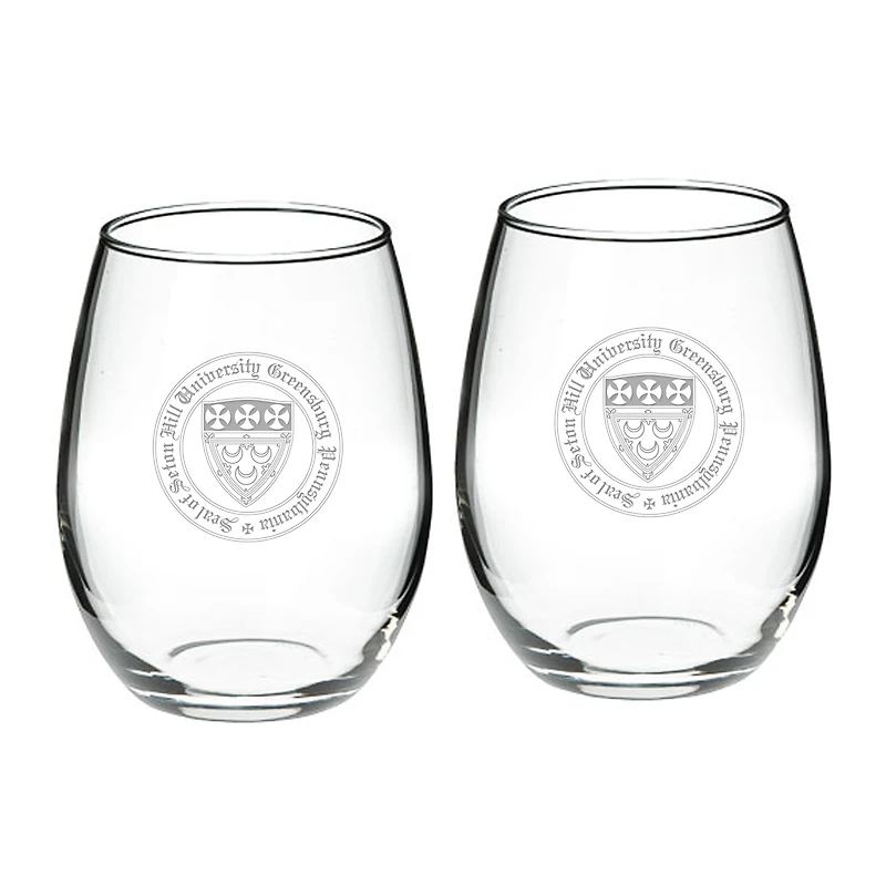 Seton Hill Griffins 21oz. Two-Piece Stemless Wine Glass Set