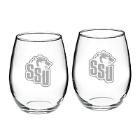 Shawnee State Bears 21oz. Two-Piece Stemless Wine Glass Set