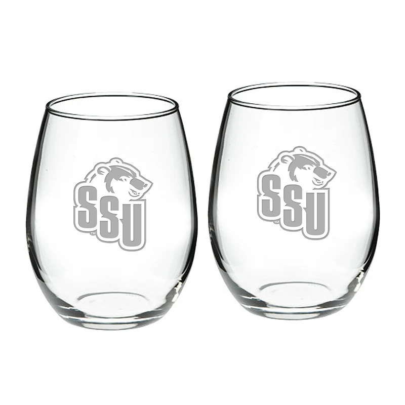 Shawnee State Bears 21oz. Two-Piece Stemless Wine Glass Set