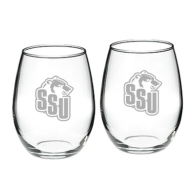 Shawnee State Bears 21oz. Two-Piece Stemless Wine Glass Set