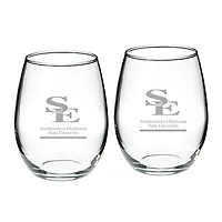 Southeastern Oklahoma State Savage Storm 21oz. Two-Piece Stemless Wine Glass Set