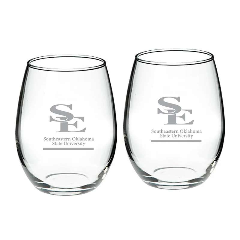 Southeastern Oklahoma State Savage Storm 21oz. Two-Piece Stemless Wine Glass Set