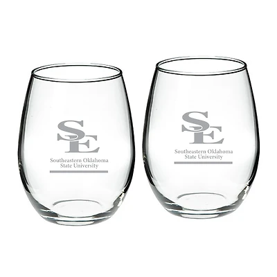 Southeastern Oklahoma State Savage Storm 21oz. Two-Piece Stemless Wine Glass Set