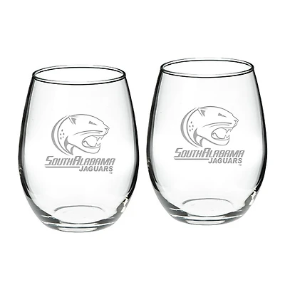 South Alabama Jaguars 21oz. Two-Piece Stemless Wine Glass Set
