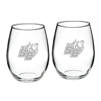 Southern Connecticut State Owls 21oz. Two-Piece Stemless Wine Glass Set