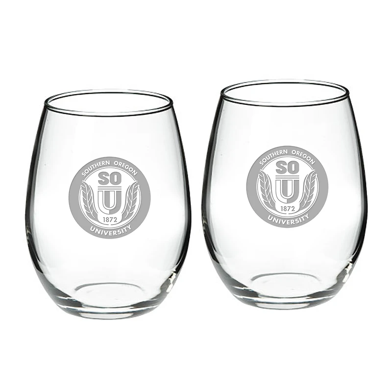 Southern Oregon Raiders 21oz. Two-Piece Stemless Wine Glass Set