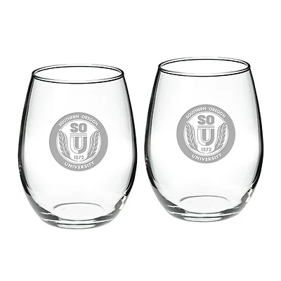 Southern Oregon Raiders 21oz. Two-Piece Stemless Wine Glass Set