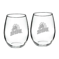 Southwest Minnesota State Mustangs 21oz. Two-Piece Stemless Wine Glass Set
