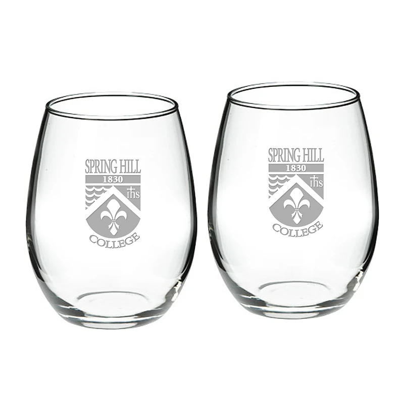 Spring Hill Badgers 21oz. Two-Piece Stemless Wine Glass Set