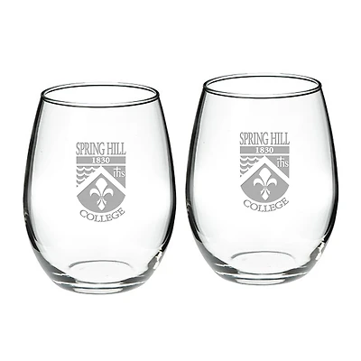 Spring Hill Badgers 21oz. Two-Piece Stemless Wine Glass Set