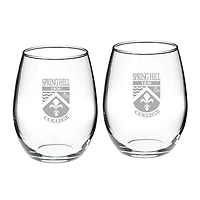 Spring Hill Badgers 21oz. Two-Piece Stemless Wine Glass Set
