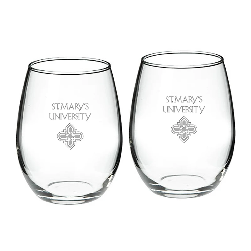 St. Mary's University Rattlers 21oz. Two-Piece Stemless Wine Glass Set