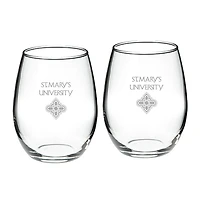 St. Mary's University Rattlers 21oz. Two-Piece Stemless Wine Glass Set