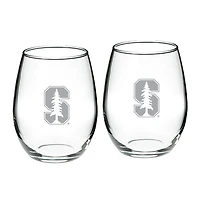Stanford Cardinal 21oz. Two-Piece Stemless Wine Glass Set
