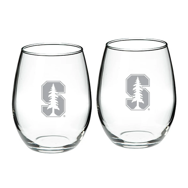 Stanford Cardinal 21oz. Two-Piece Stemless Wine Glass Set