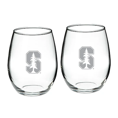 Stanford Cardinal 21oz. Two-Piece Stemless Wine Glass Set