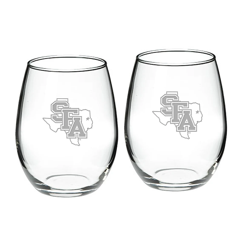 Stephen F Austin Lumberjacks 21oz. Two-Piece Stemless Wine Glass Set