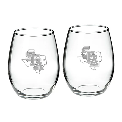 Stephen F Austin Lumberjacks 21oz. Two-Piece Stemless Wine Glass Set