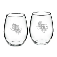 Stephen F Austin Lumberjacks 21oz. Two-Piece Stemless Wine Glass Set