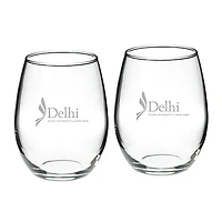 SUNY Delhi Broncos 21oz. Two-Piece Stemless Wine Glass Set