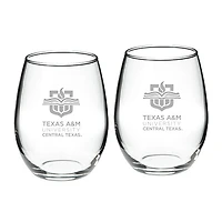 Texas A&M Central Texas Warriors 21oz. Two-Piece Stemless Wine Glass Set