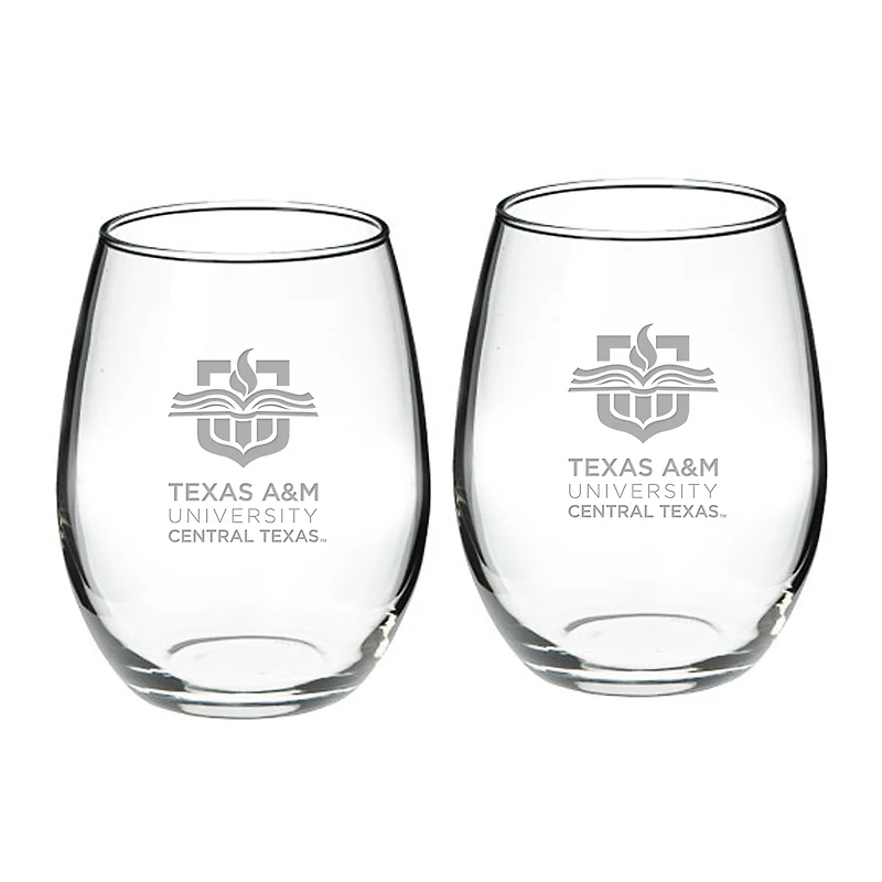 Texas A&M Central Texas Warriors 21oz. Two-Piece Stemless Wine Glass Set