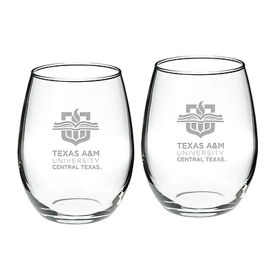 Texas A&M Central Texas Warriors 21oz. Two-Piece Stemless Wine Glass Set