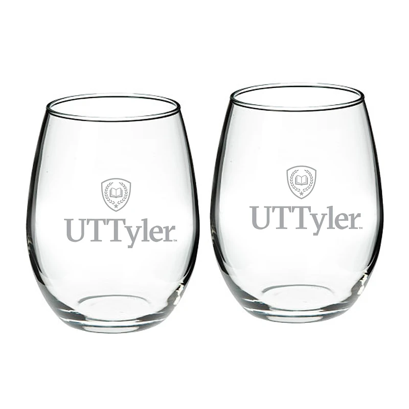 Texas Tyler Patriots 21oz. Two-Piece Stemless Wine Glass Set