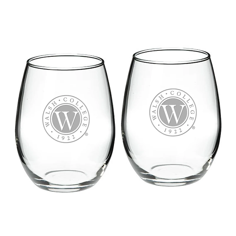 Walsh College 21oz. Two-Piece Stemless Wine Glass Set