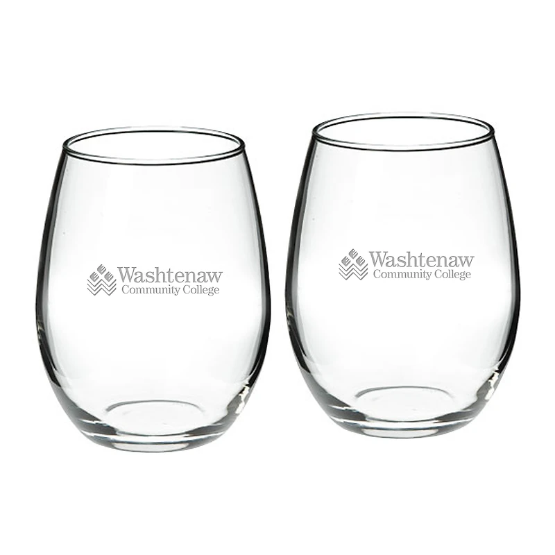 Washtenaw Community College 21oz. Two-Piece Stemless Wine Glass Set