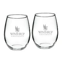 Winthrop Eagles 21oz. Two-Piece Stemless Wine Glass Set