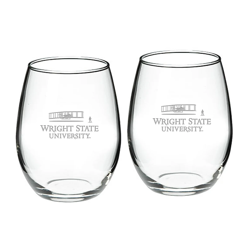 Wright State Raiders 21oz. Two-Piece Stemless Wine Glass Set