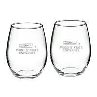 Wright State Raiders 21oz. Two-Piece Stemless Wine Glass Set